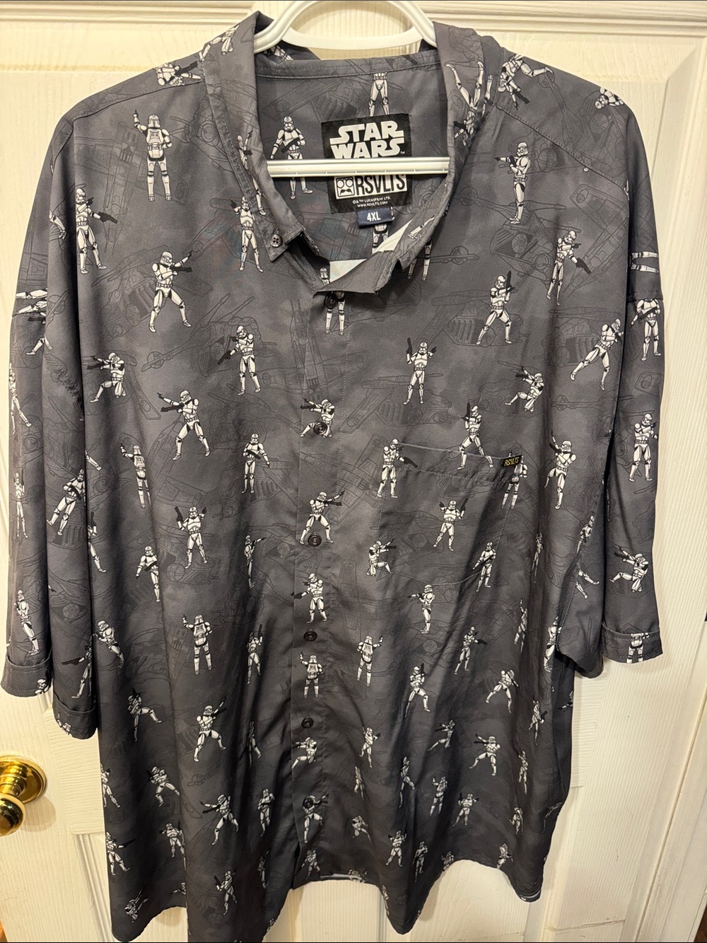 RSVLTS Gray Star Wars Stormtrooper Short-Sleeve Button-Down Shirt